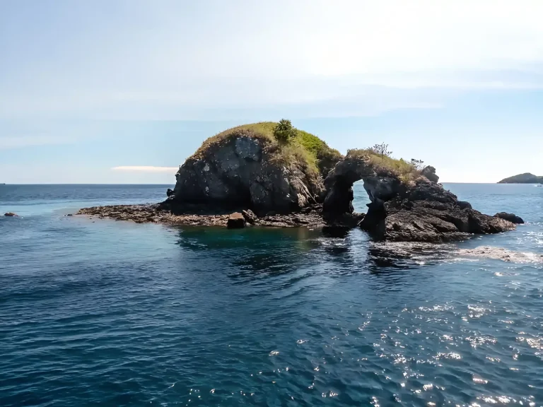 Divers on the coral wall at Batu Bolong, one of the strongest current dive sites in Komodo