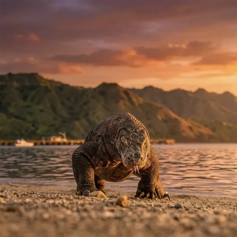 Aerial view over the islands and channels of Komodo National Park