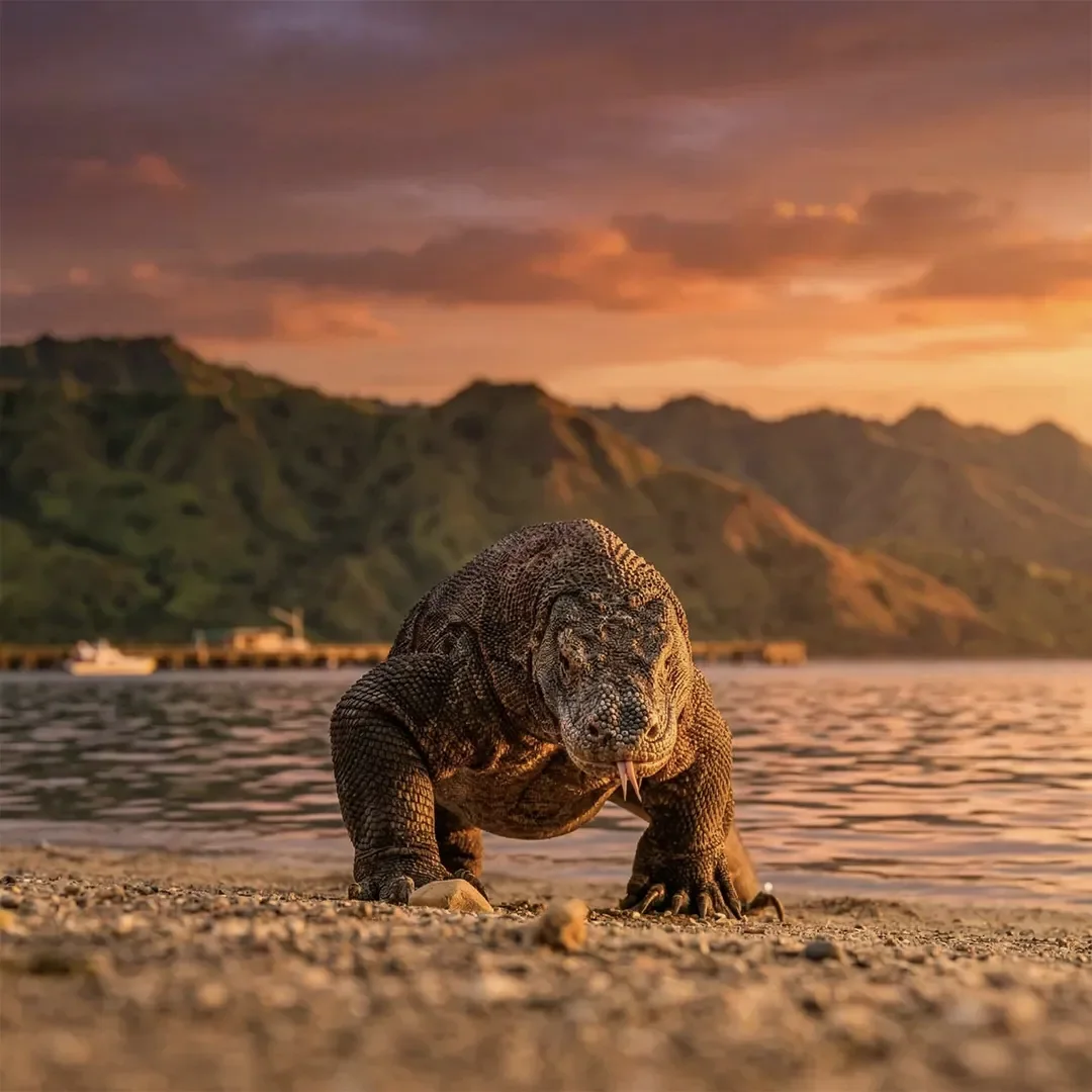 Aerial view over the islands and channels of Komodo National Park