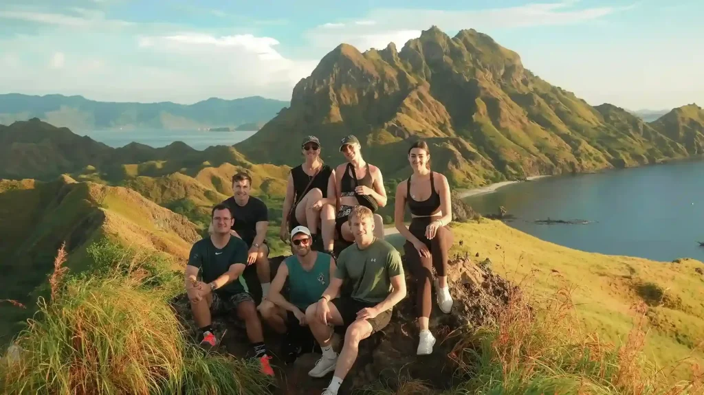 Panoramic view of the three bays from the Padar Island viewpoint in Komodo National Park